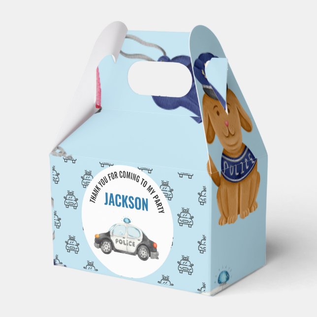 Police Officer Policeman Birthday Party Favor Box (Front Side)