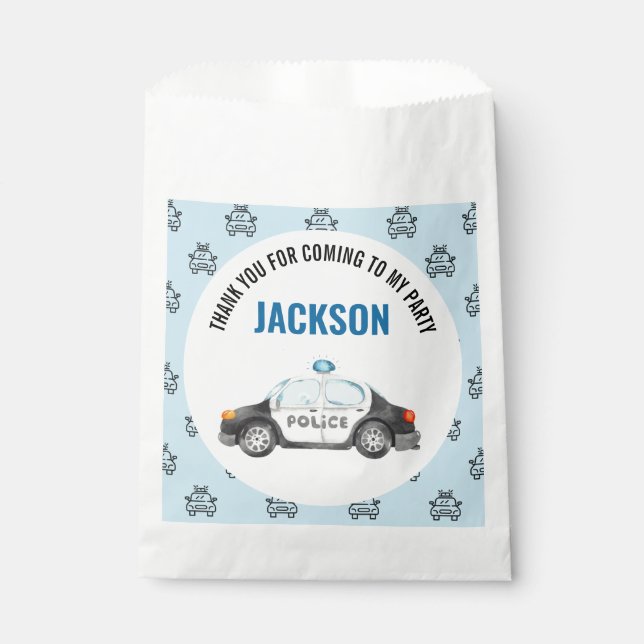 Police Officer Policeman Birthday Party Favour Bag (Front)