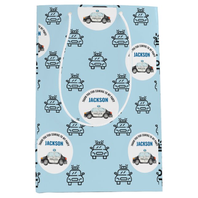 Police Officer Policeman Birthday Party Medium Gift Bag (Front)