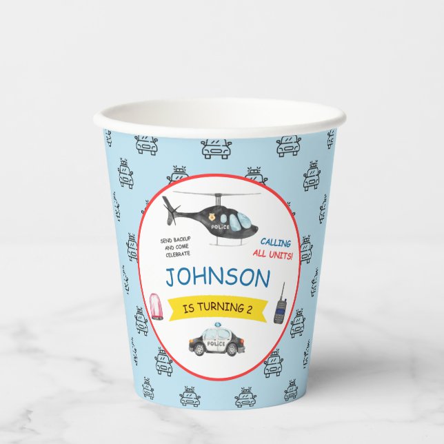 Police Officer Policeman Birthday Party  Paper Cups (Front)