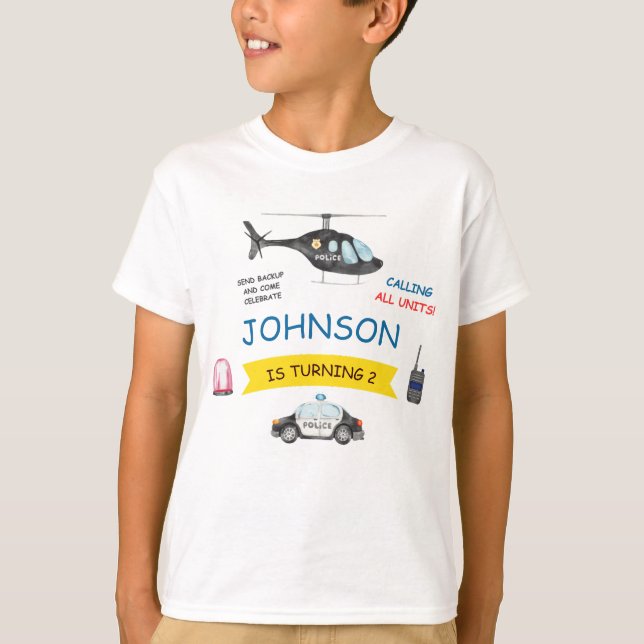 Police Officer Policeman Birthday Party  T-Shirt (Front)