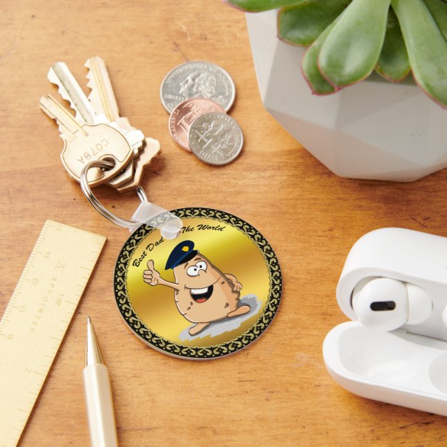 Police officer potato with a blue police hat keychain (Desk)