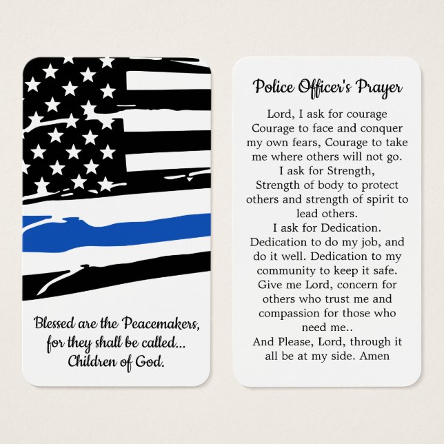 Police Officer Prayer Card Blue Law Enforcement (Front & Back)