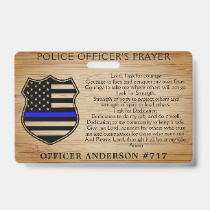 Police Officer Prayer Personalized Thin Blue Line Badge