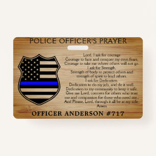 Police Officer Prayer Personalized Thin Blue Line Badge
