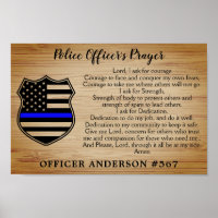 Police Officer Prayer Rustic Thin Blue Line Flag