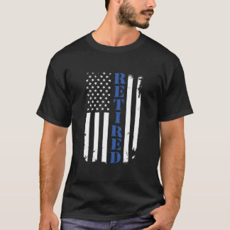 Police Officer proud Retired Thin Blue Line Flag h T-Shirt