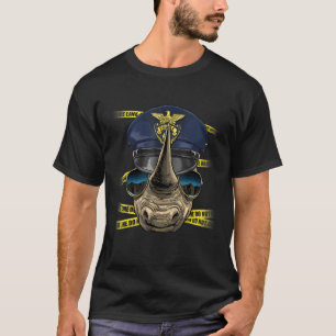Police Officer Rhinoceros PD Cop Crime Scene Afric T-Shirt