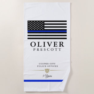 Police Officer   Service Anniversary White Beach Towel