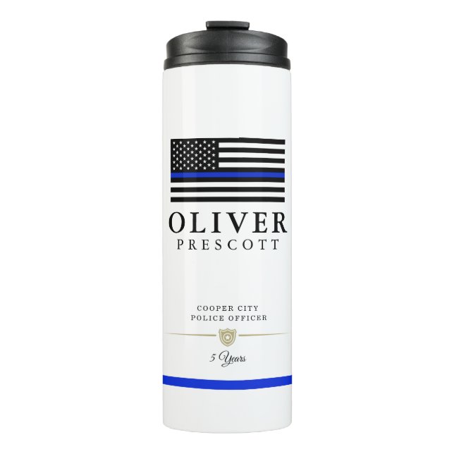 Police Officer | Service Anniversary White Thermal Tumbler (Front)