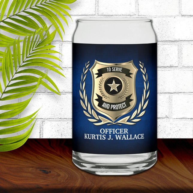 Police Officer Shield Personalized  Can Glass (Creator Uploaded)