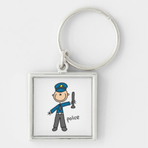 Police Officer Stick Figure Keychain