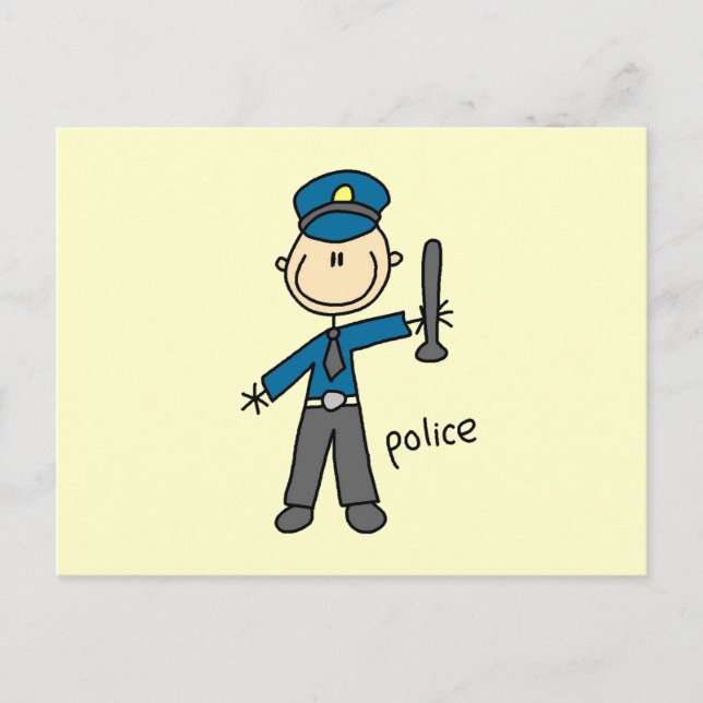 Police Officer Stick Figure Postcard (Front)