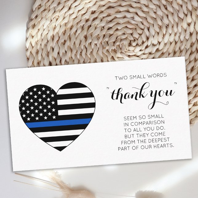 Police Officer Thank You Thin Blue Line Flag Heart Business Card (Creator Uploaded)