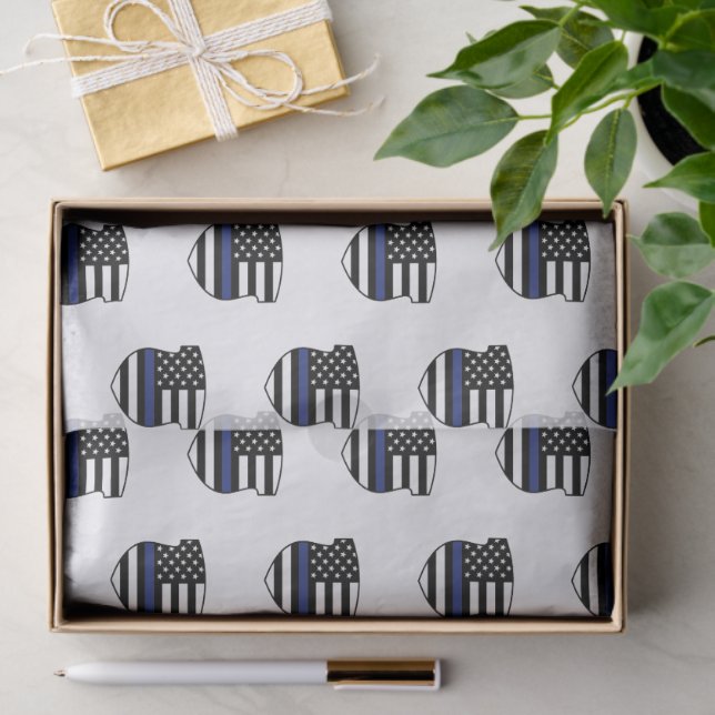 Police Officer Thin Blue Line Cop Police Badge Tissue Paper (Gift)