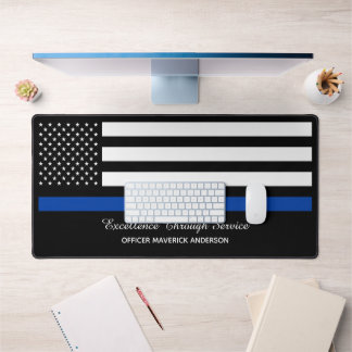 Police Officer Thin Blue Line Desk Mat