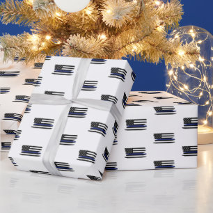 Police Officer Thin Blue Line Law Enforcement Cop Wrapping Paper