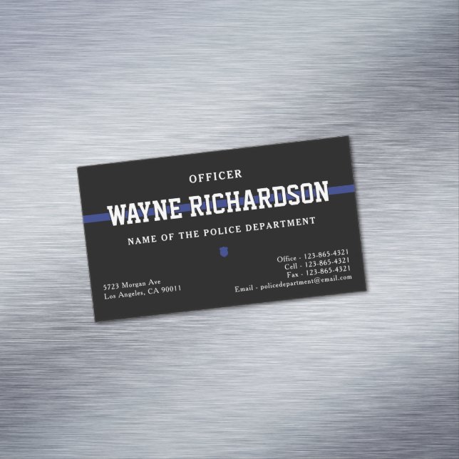 Police Officer Thin Blue Line Law Enforcement Magnetic Business Card (In Situ)