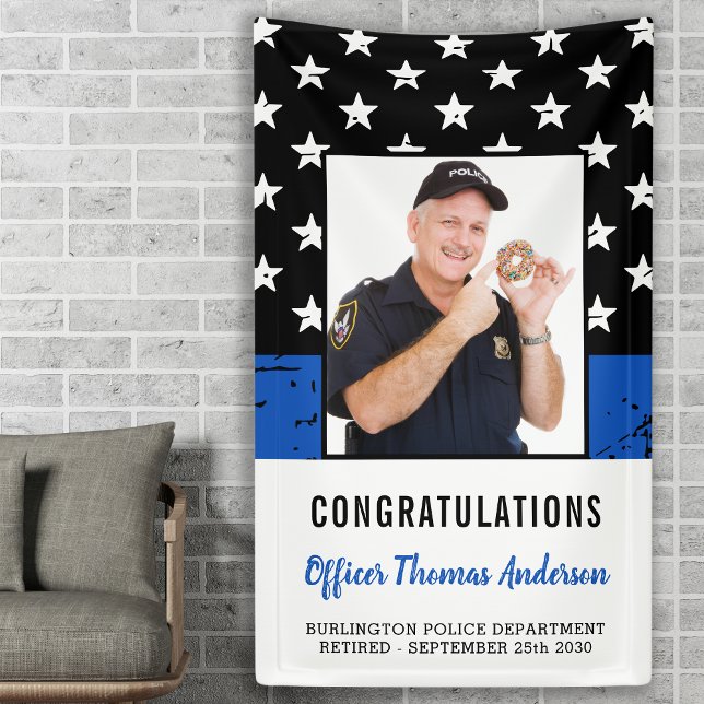 Police Officer Thin Blue Line Retirement Party Banner (Creator Uploaded)