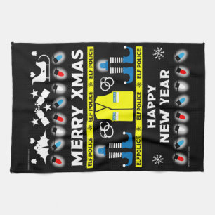 Police officer ugly xmas sweater kitchen towel