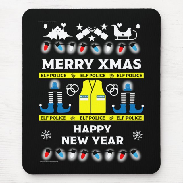 police officer ugly xmas sweater mouse pad (Front)