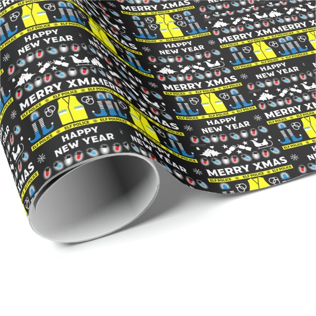 police officer ugly xmas sweater wrapping paper (Roll Corner)