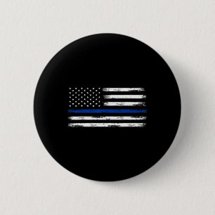 Police Officer Us Usa American Flag Thin Blue Line 2 Inch Round Button