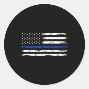 Police Officer Us Usa American Flag Thin Blue Line Classic Round Sticker