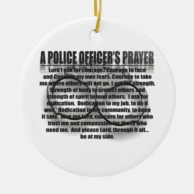 POLICE OFFICER'S PRAYER CERAMIC ORNAMENT (Front)