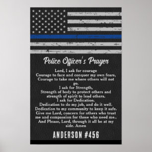 Police Officers Prayer Thin Blue Line Poster