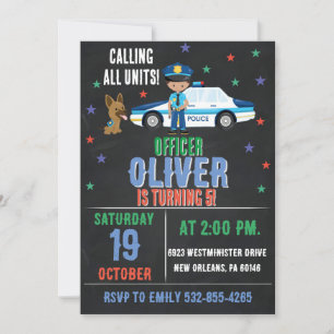 Police Party Invite, Officer, Calling All Units Invitation