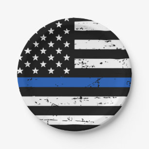 Police Party Law Enforcement Thin Blue Line Paper Plate