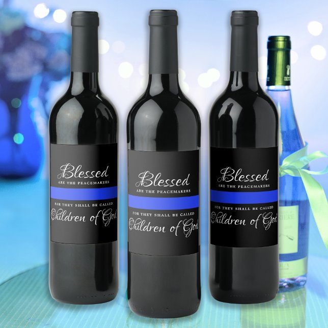Police Party Law Enforcement Thin Blue Line Wine Label (Creator Uploaded)