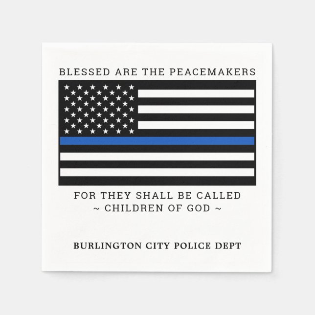 Police Party Personalized Thin Blue Line Napkin (Front)