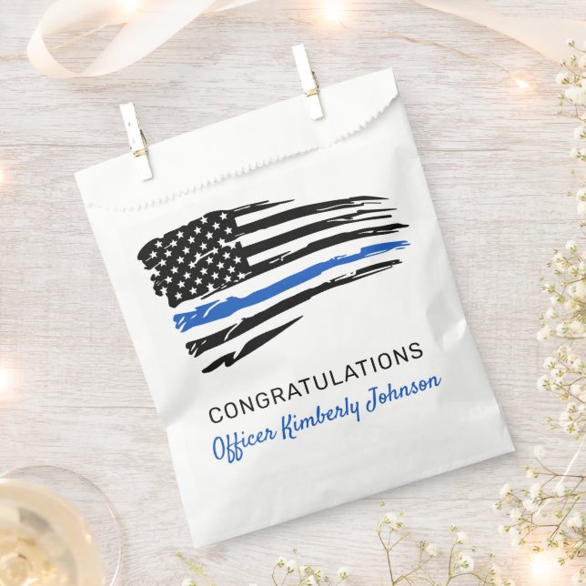 Police Party Thin Blue Line Flag Congratulations Favour Bag (Clipped)
