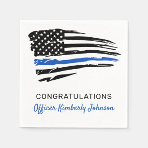 Police Party Thin Blue Line Flag Congratulations Napkin