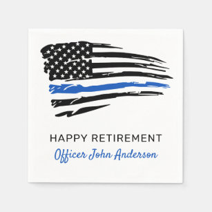 Police Party Thin Blue Line Flag Retirement Napkin