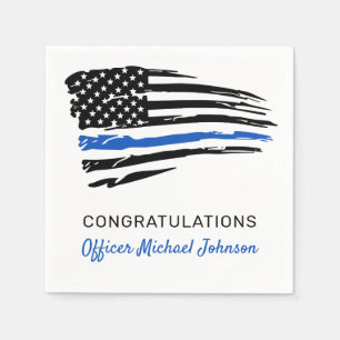 Police Party Thin Blue Line Retirement  Napkin