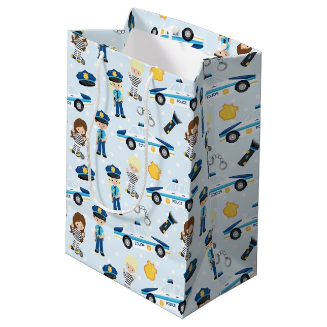 Police pattern medium gift bag (Back Angled)