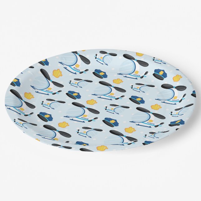 Police pattern paper plate (Angled)
