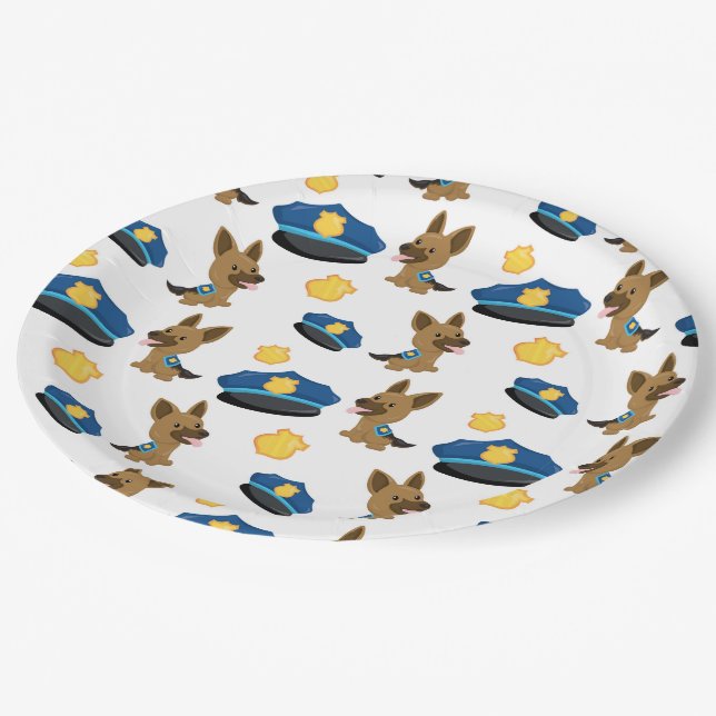 Police pattern paper plate (Angled)