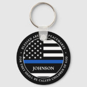 Police Personalized Blessed Are The Peacemakers  Keychain (Front)