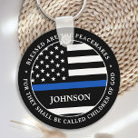 Police Personalized Blessed Are The Peacemakers  Keychain<br><div class="desc">Blessed are the Peacemakers, for they shall be called children of God. Thin Blue Line Keychain for police officers and law enforcement . This police prayer keychain is perfect for police academy graduation gifts to newly graduated officers, or police retirement gifts or party favours.Order these police gifts bulk for the...</div>