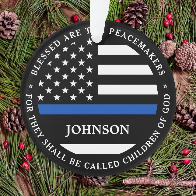 Police Personalized Cop Blessed Thin Blue Line Ornament (Creator Uploaded)