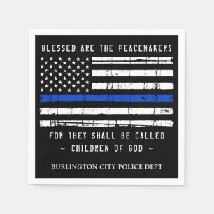 Police Personalized Law Enforcement Thin Blue Line Napkin