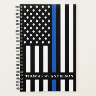 Police Personalized Modern Thin Blue Line Planner