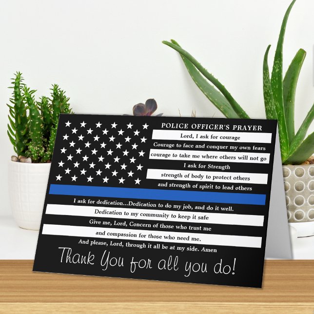 Police Prayer Law Enforcement Thin Blue Line Thank You Card (Creator Uploaded)