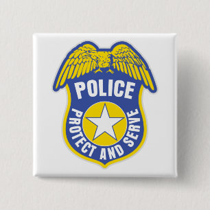 Police Protect and Serve Badge 2 Inch Square Button