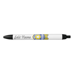 Police Protect and Serve Badge Black Ink Pen