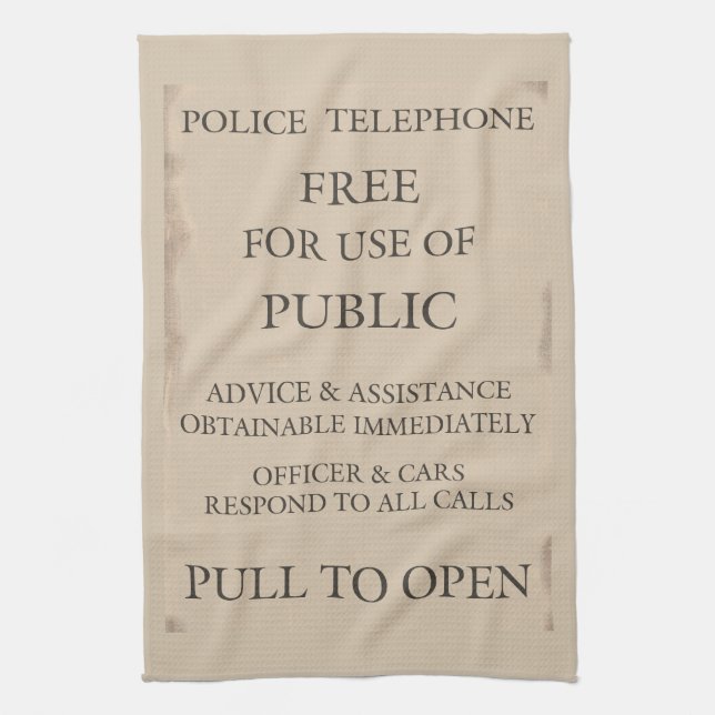 Police Public Call Phone Box Notice Kitchen Towel (Vertical)
